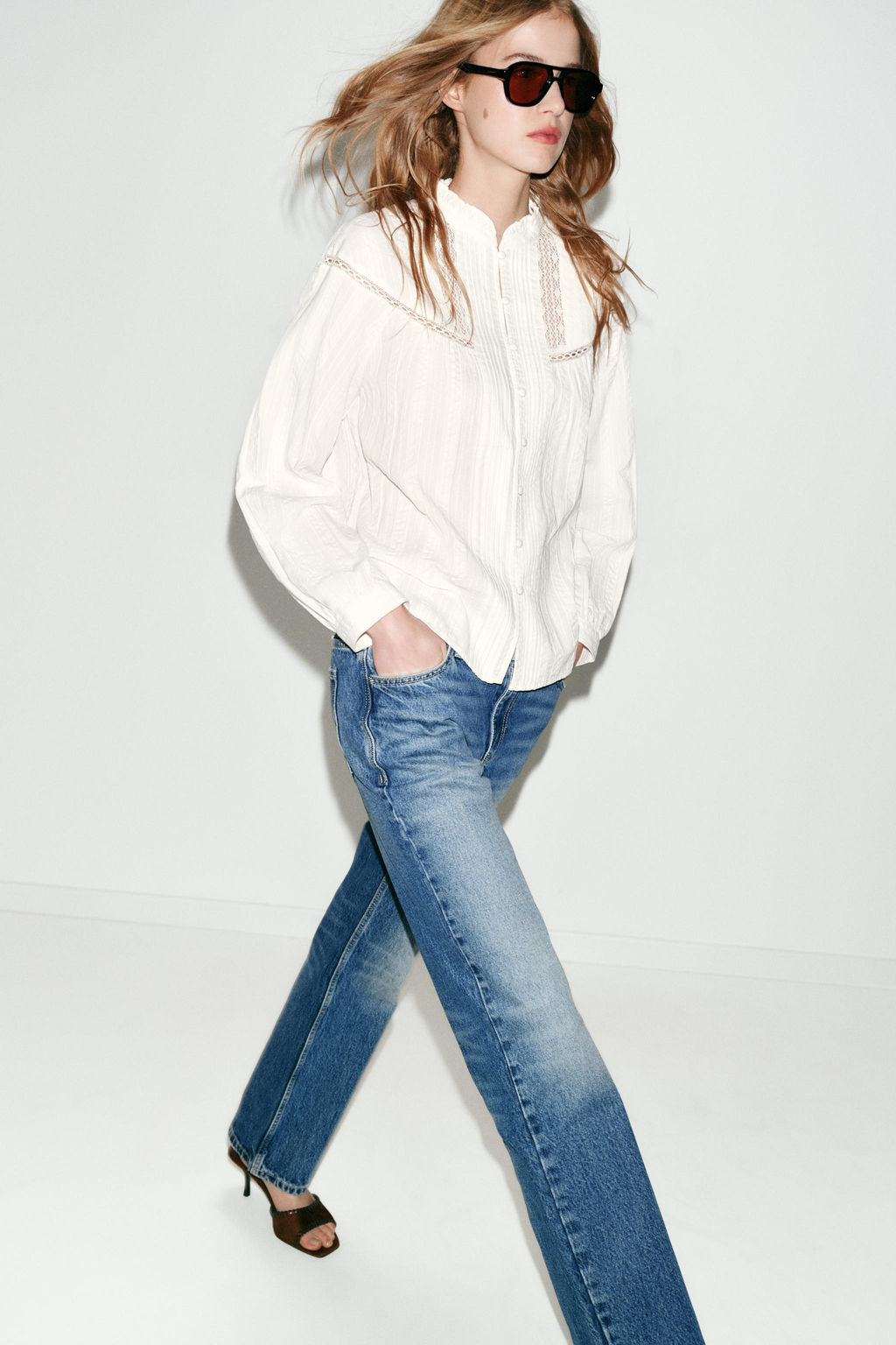 LACE AND PINTUCK SHIRT - Zara фото 3