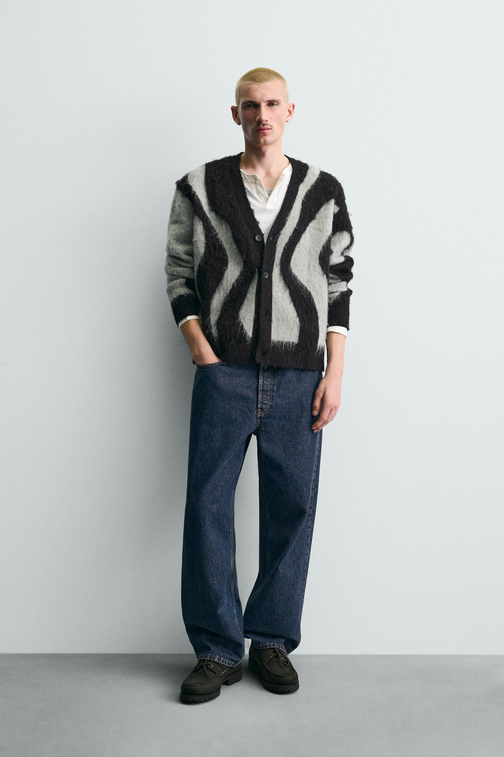 BRUSHED JACQUARD CARDIGAN - Zara фото 9