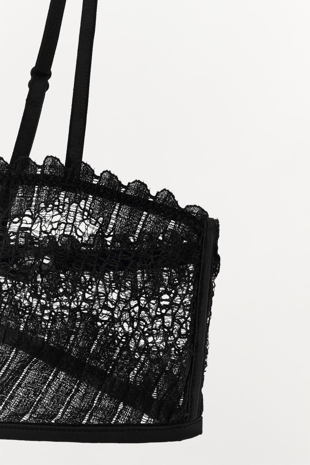 PLEATED LACE BANDEAU BRA - Zara фото 6