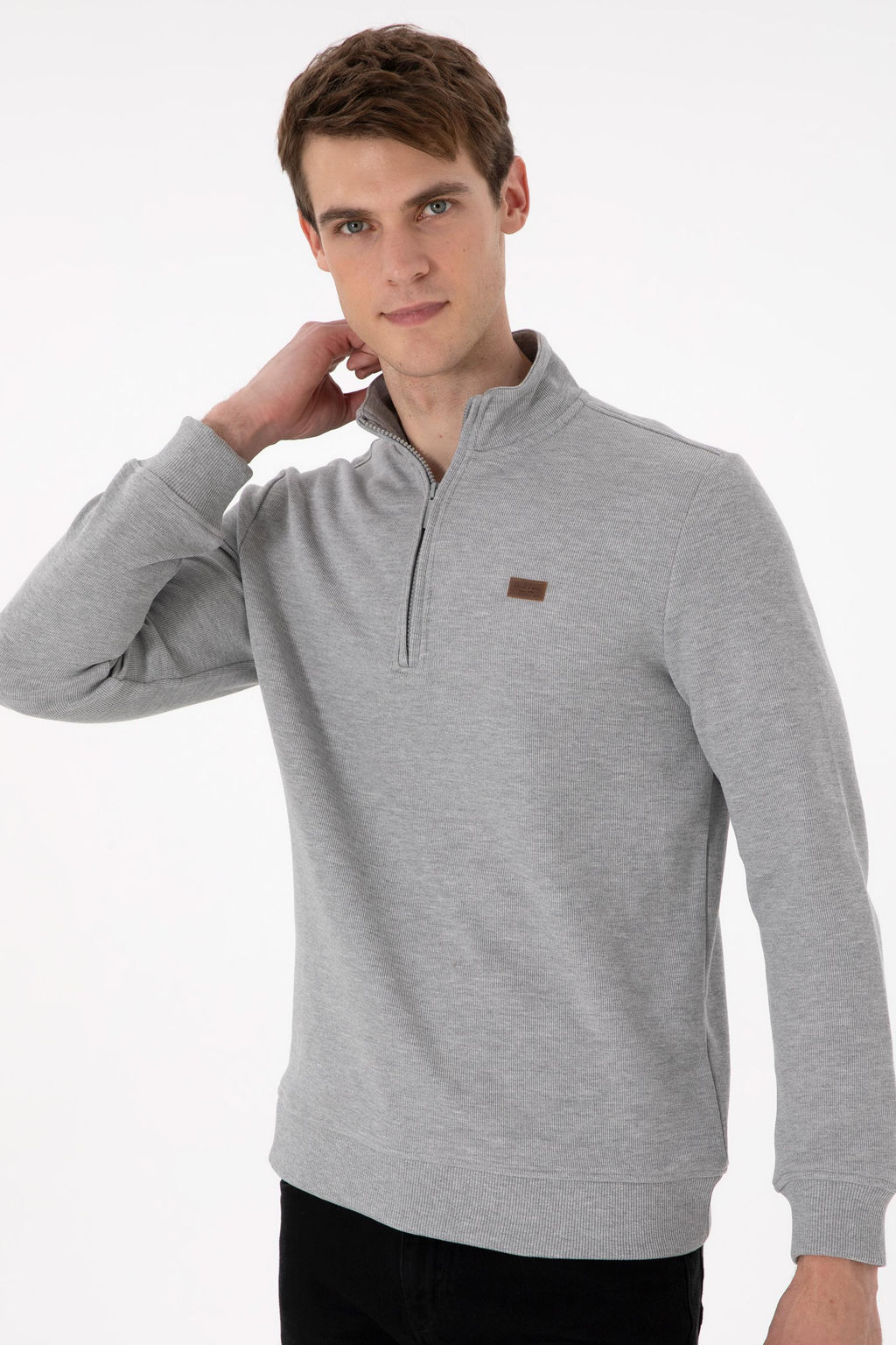 Мужской серый меланжевый базовый свитшот Неожиданная скидка в корзине - U.s. polo assn фото 3