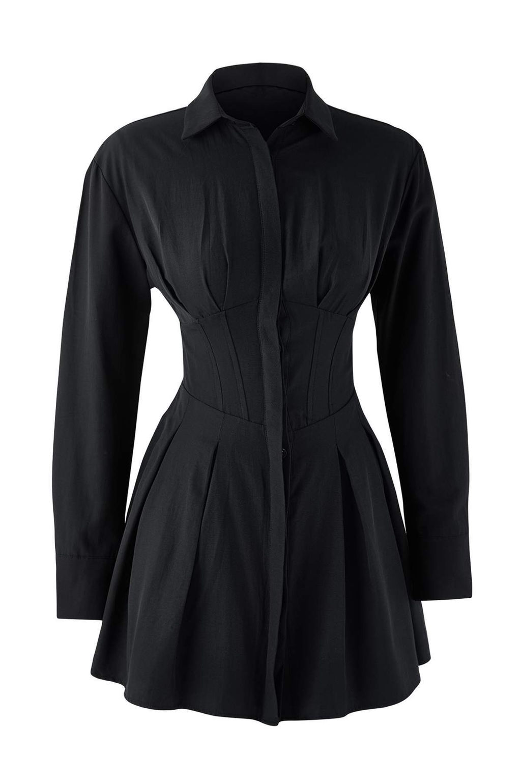 Siyah Korse Detayl? Poplin K?sa Abiye Gece Mezuniyet Elbisesi TPRAW25EL00108