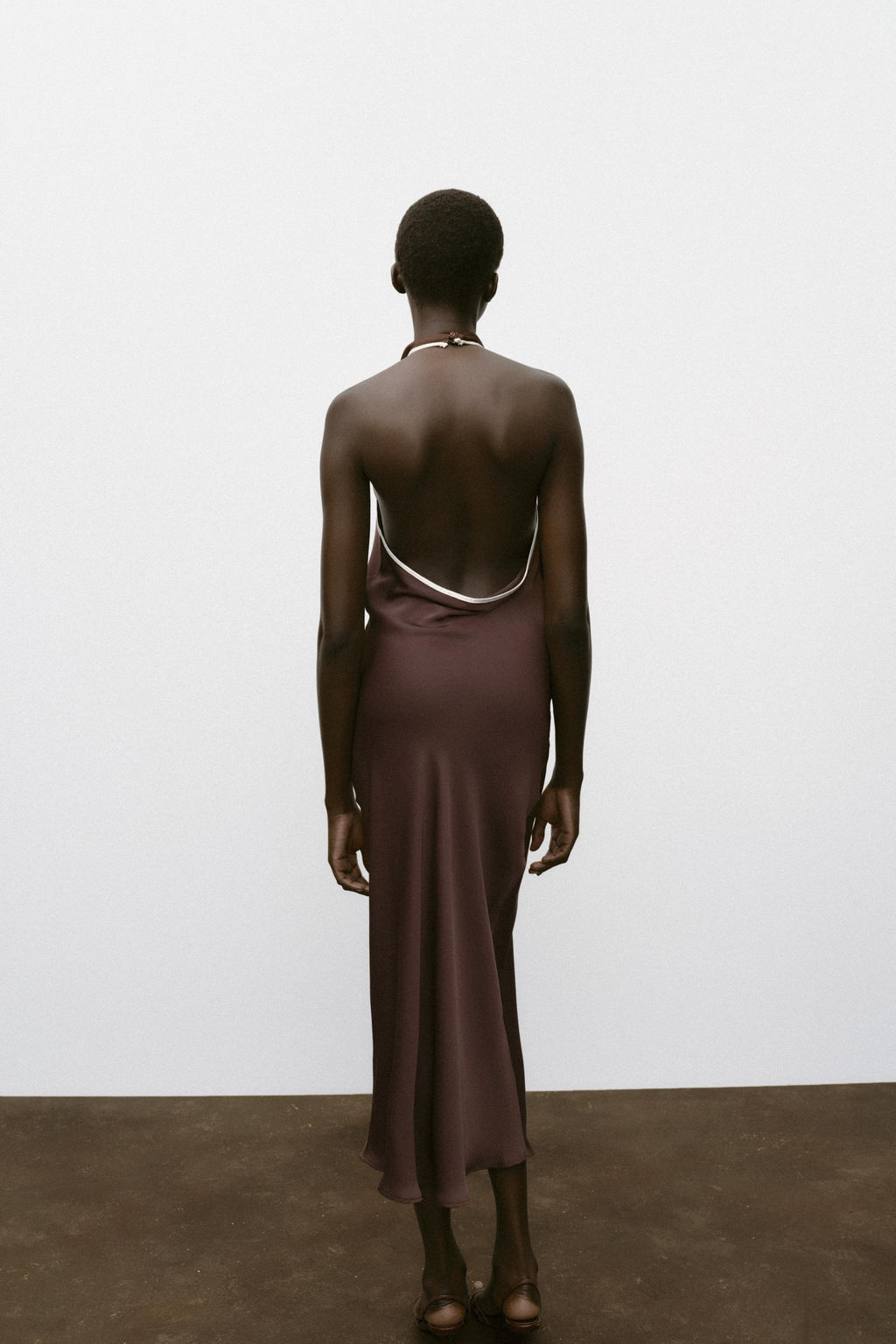 CONTRAST TRIM SATIN MIDI DRESS - Zara фото 13