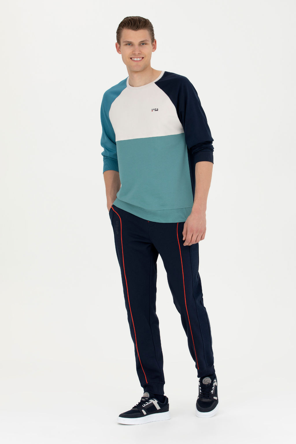 Штаны спортивные U. S. Polo Assn темно-синие из хлопка - U.s. polo assn фото 17