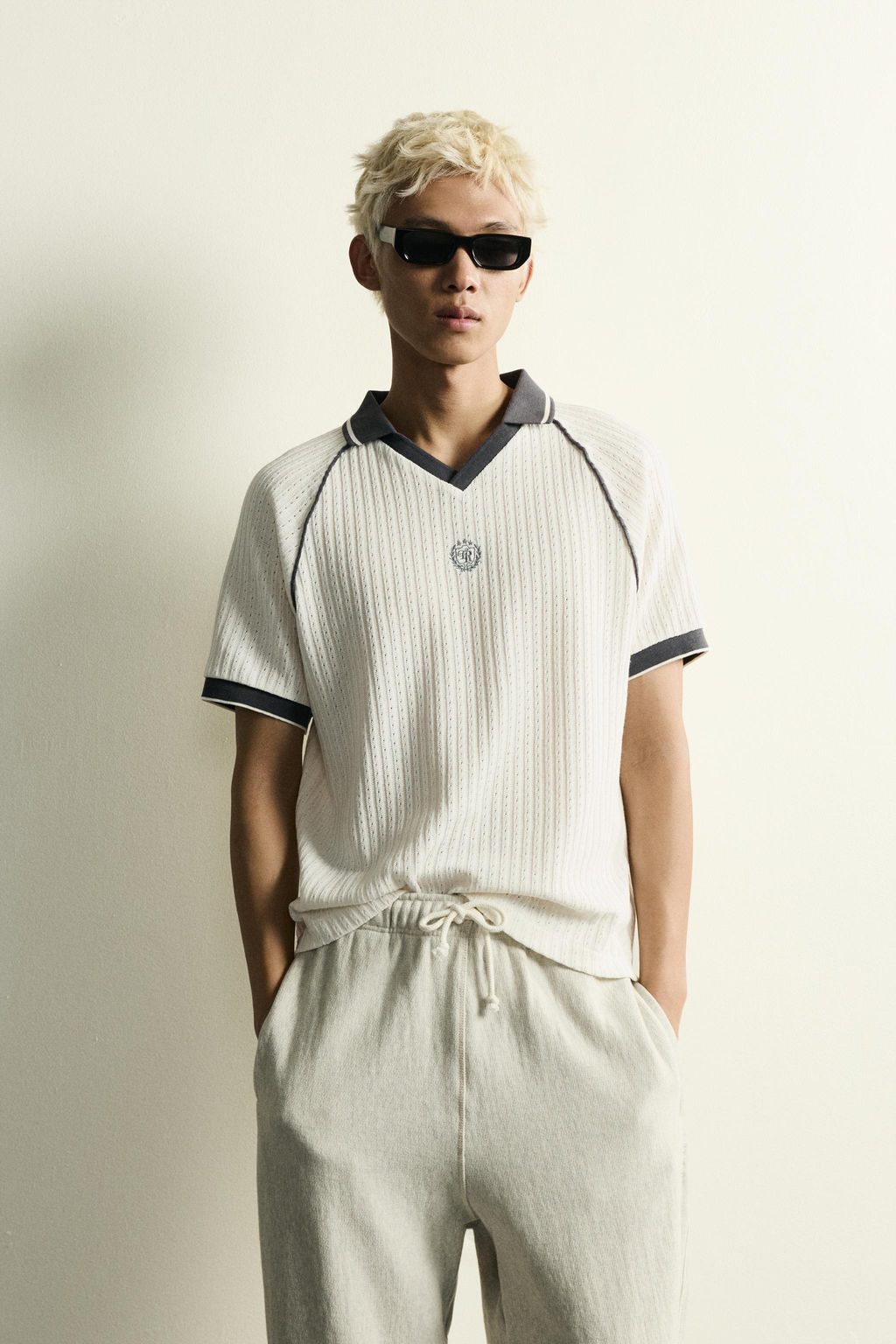 POLO CONTRASTE JACQUARD F?TBOL RETRO / Beige claro - Zara фото 2