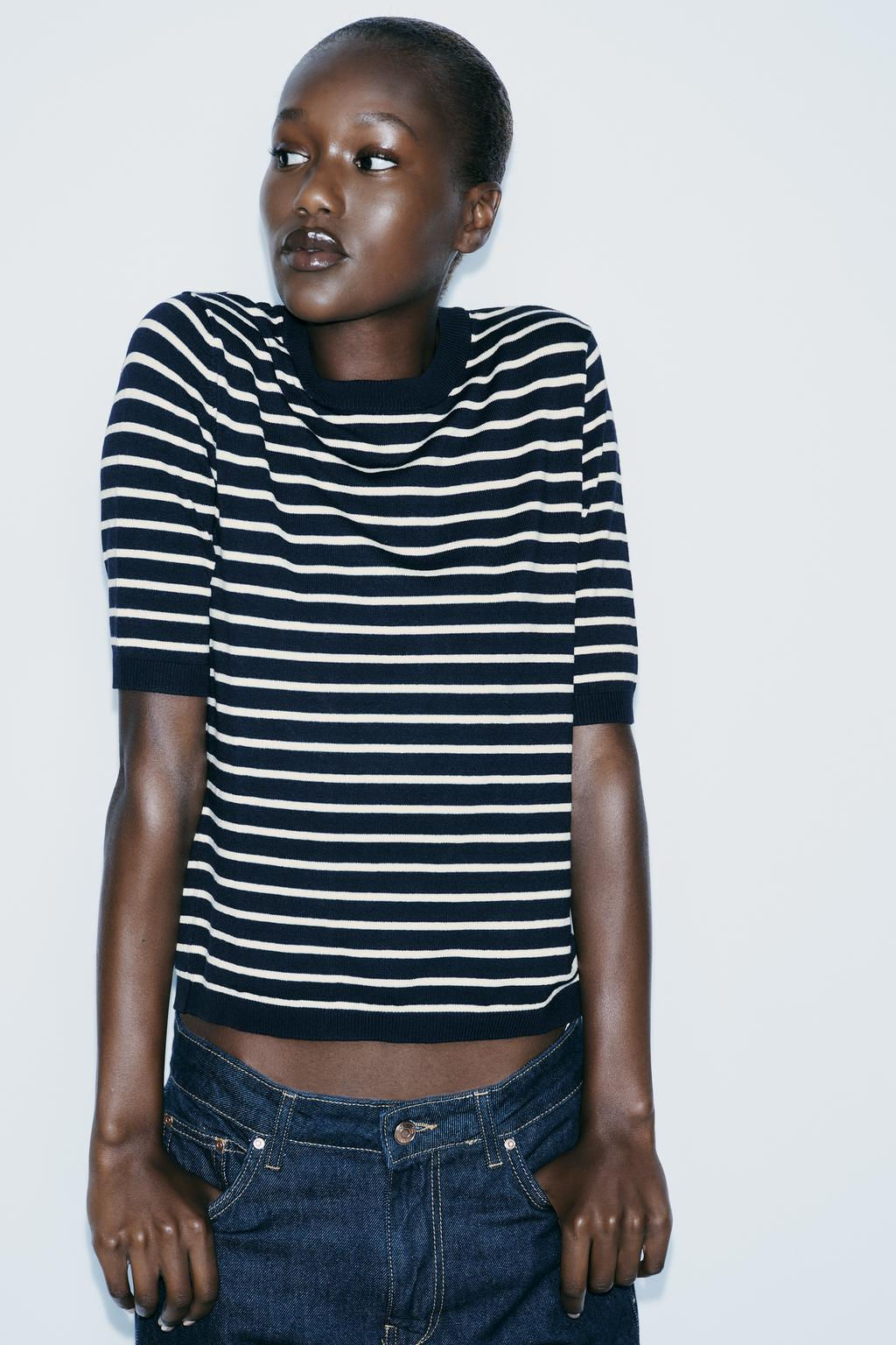 BASIC PLAIN KNIT SHORT SLEEVE TOP - Zara фото 11