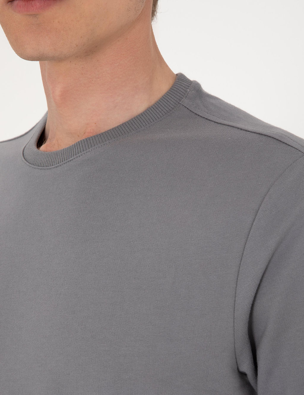 Gri 2 _plik Regular Fit Bisiklet Yaka Basic Sweatshirt - Pierre cardin фото 7