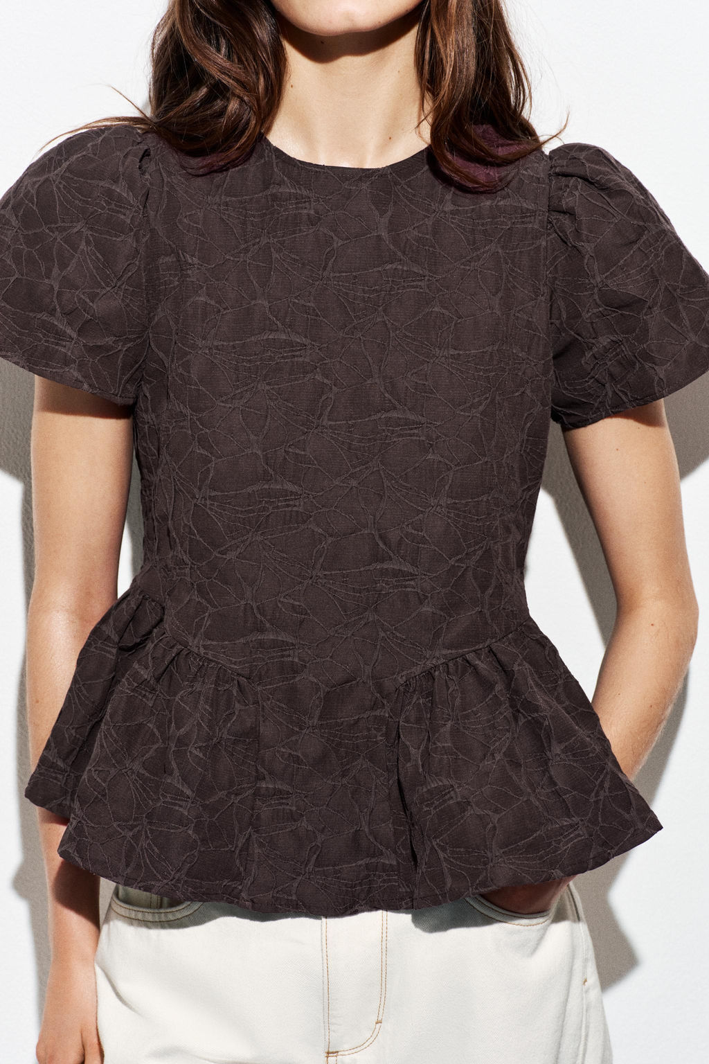 TOP GLOBO PEPLUM / Marr?n - Zara фото 4