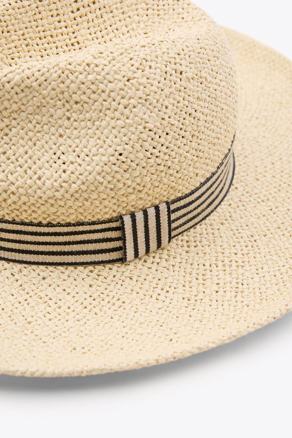 WOVEN HAT WITH STRIPED BAND - Zara фото 4