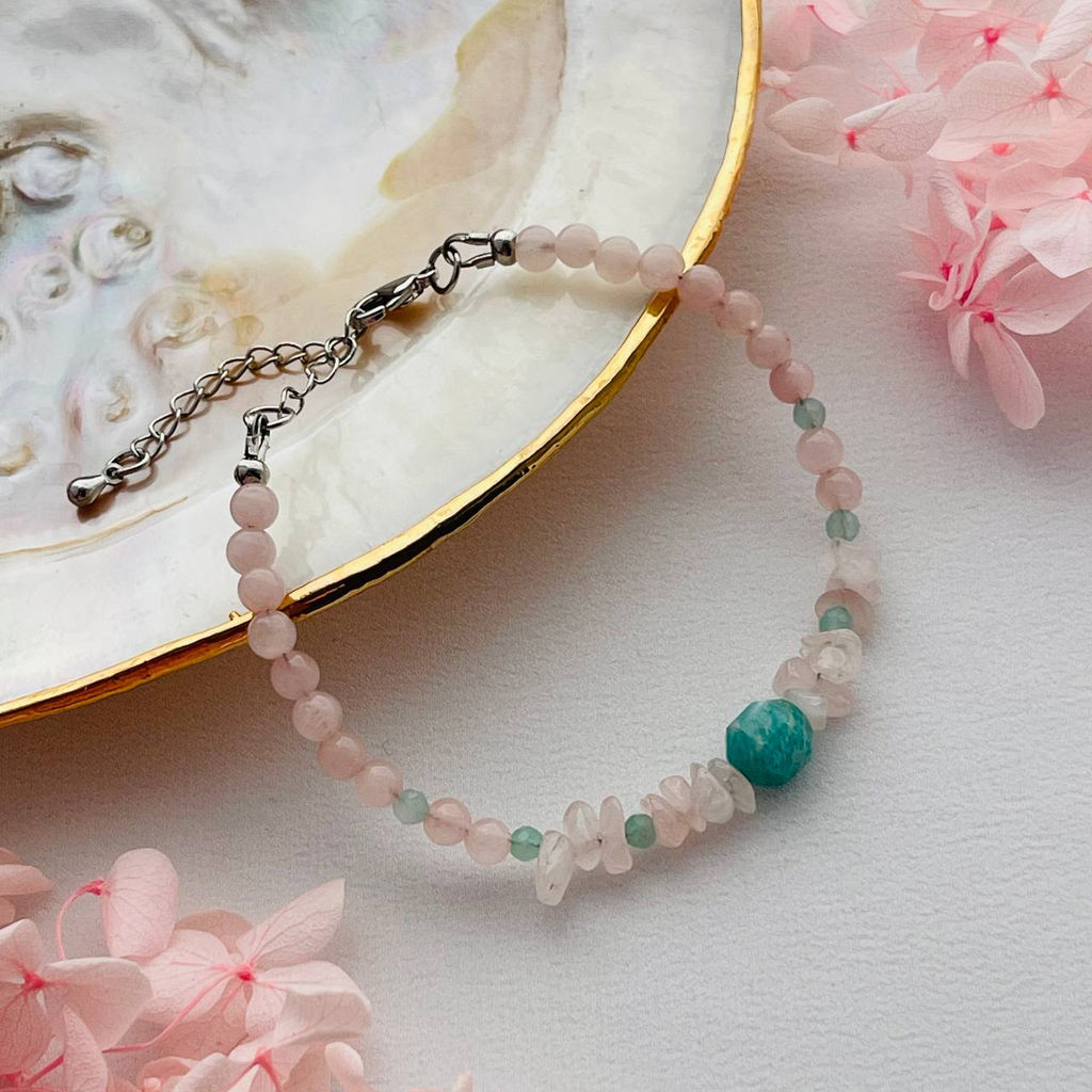 Браслет из Розового кварца и Амазонита 17 см + - Радуга самоцветов фото 5