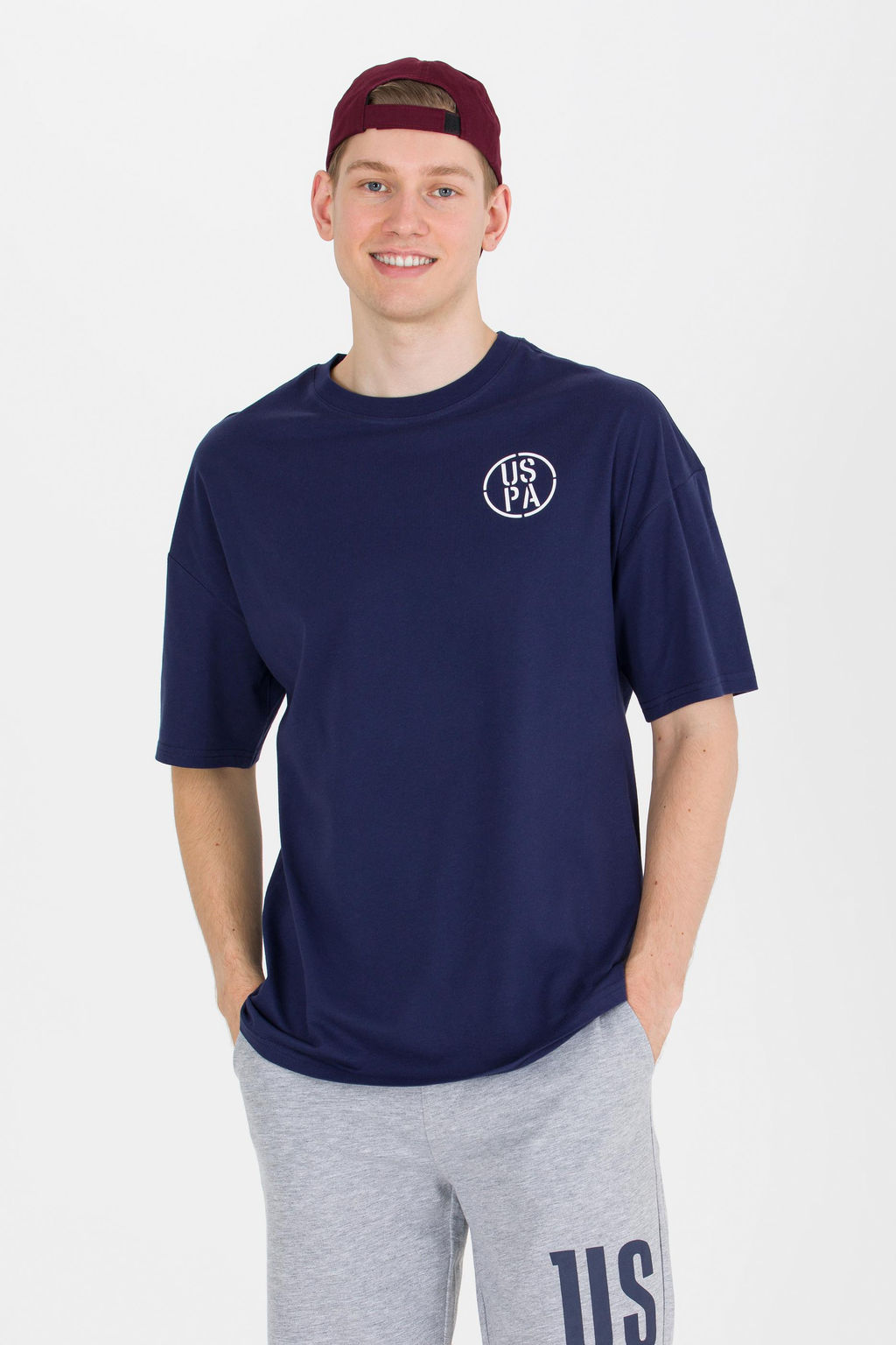 Erkek Lacivert Long Fit Bisiklet Yaka Ti__rt