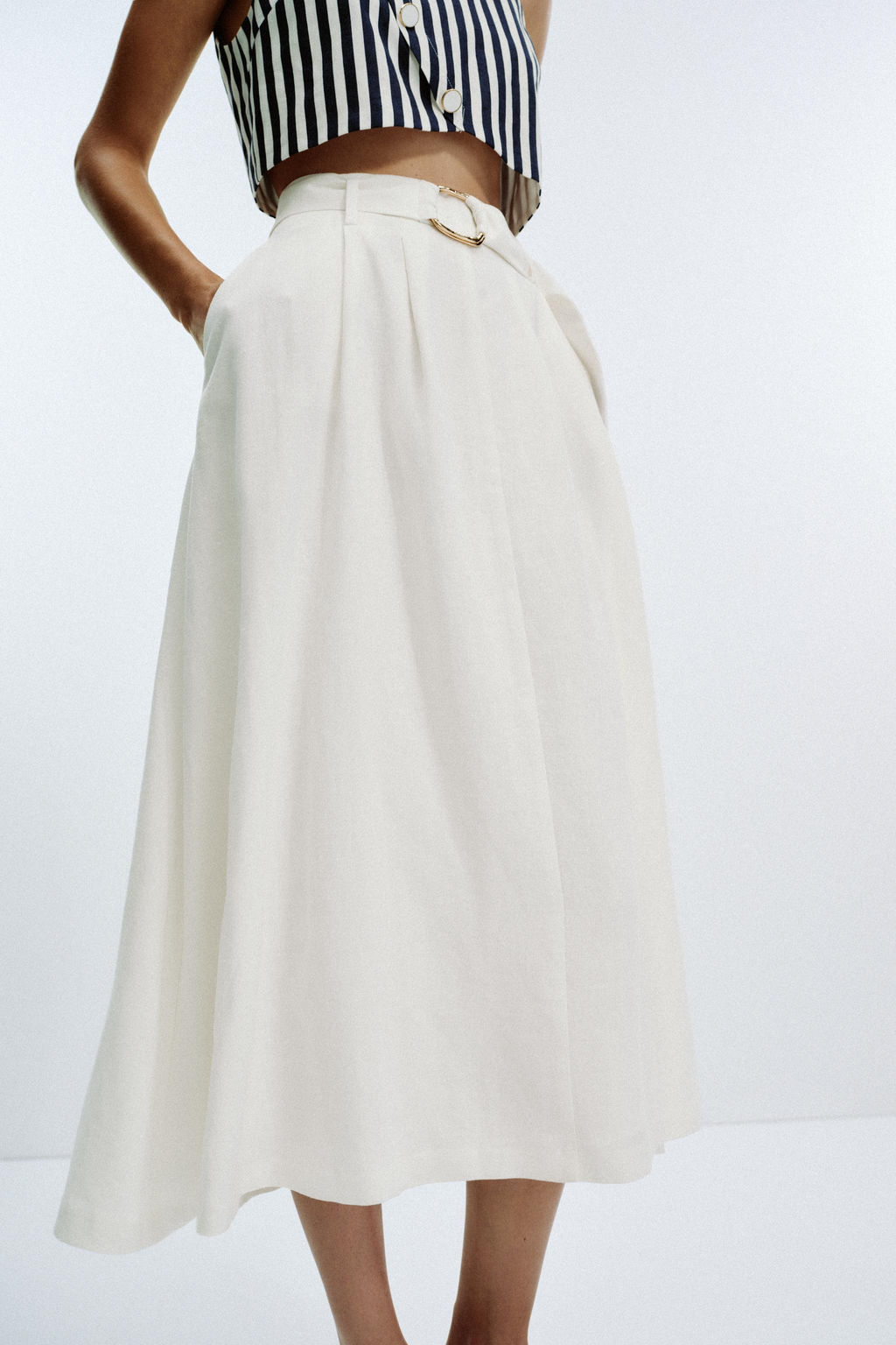BELTED LINEN BLEND LONG DRESS - Zara фото 5
