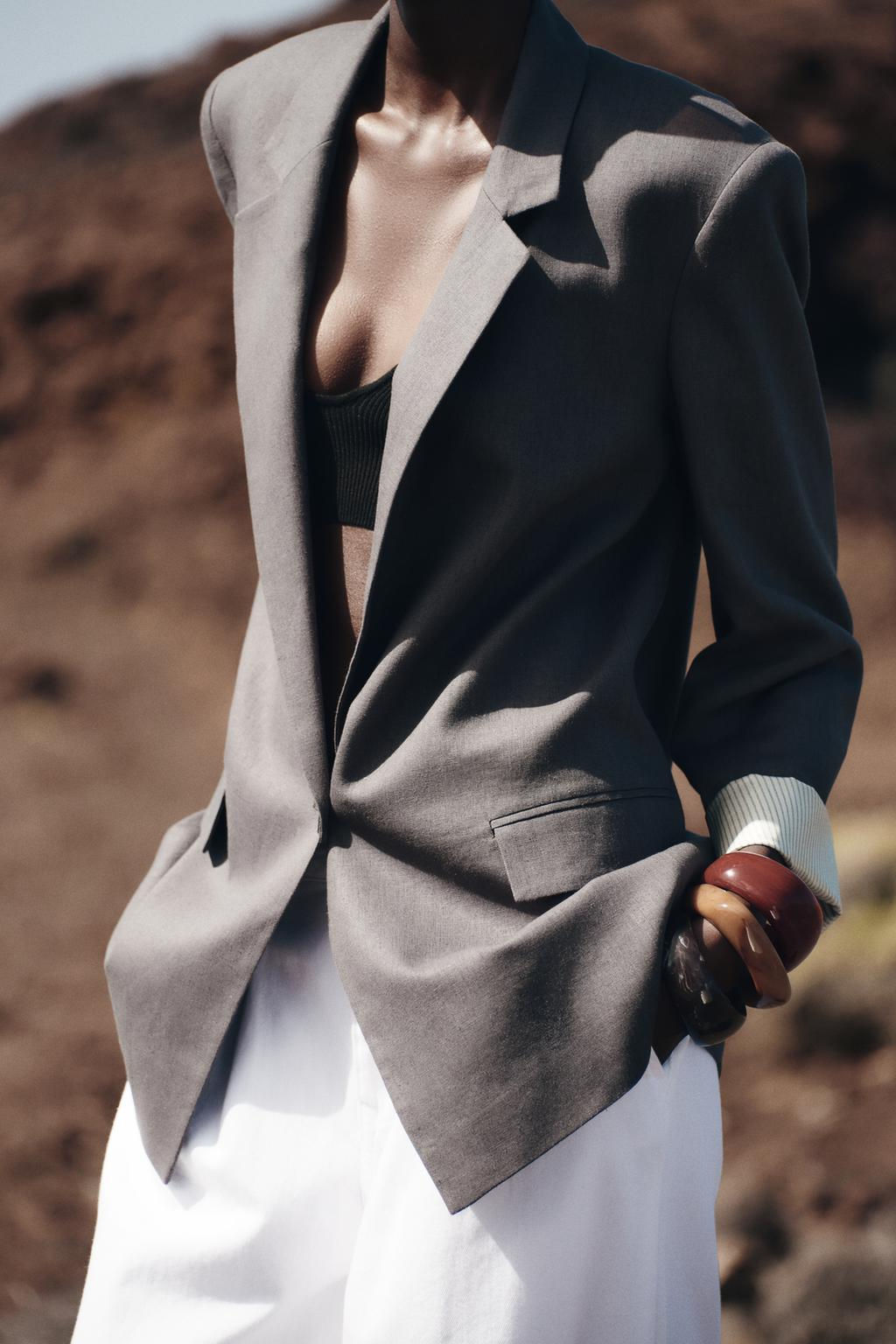 LINEN BLAZER WITH PRINTED CUFFS - Zara фото 8