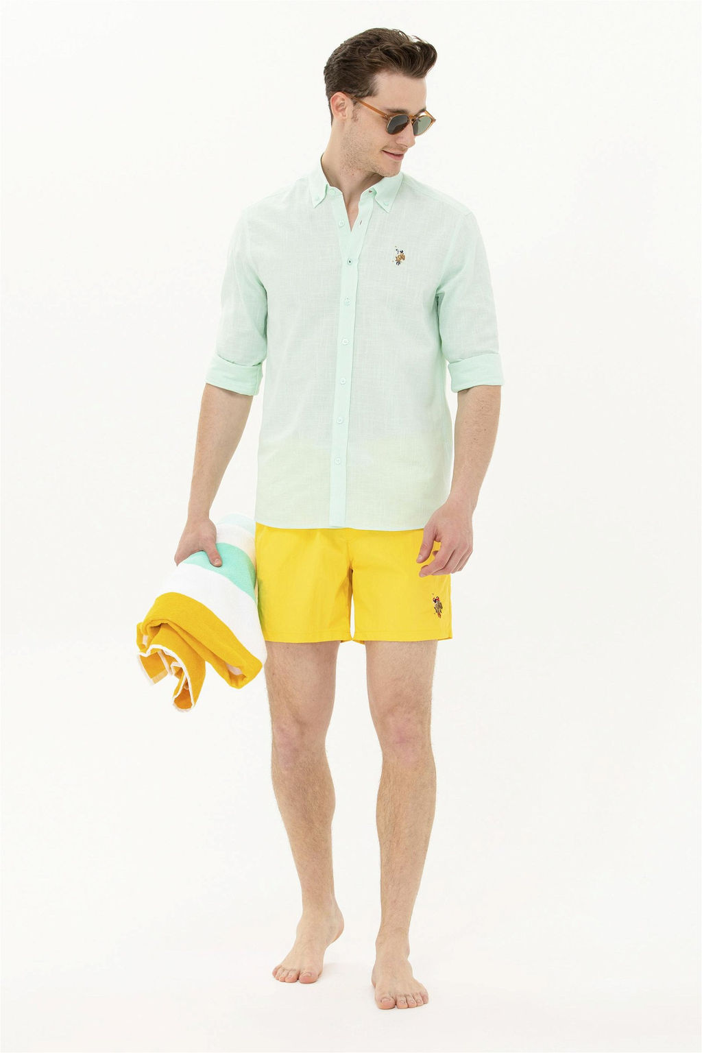 Мужские желтые морские шорты - U.s. polo assn фото 6