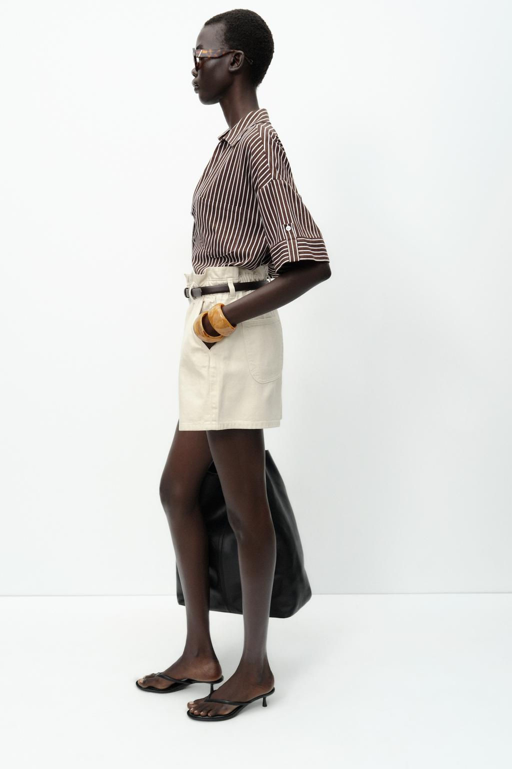 CROPPED LINEN BLEND SHIRT - Zara фото 36