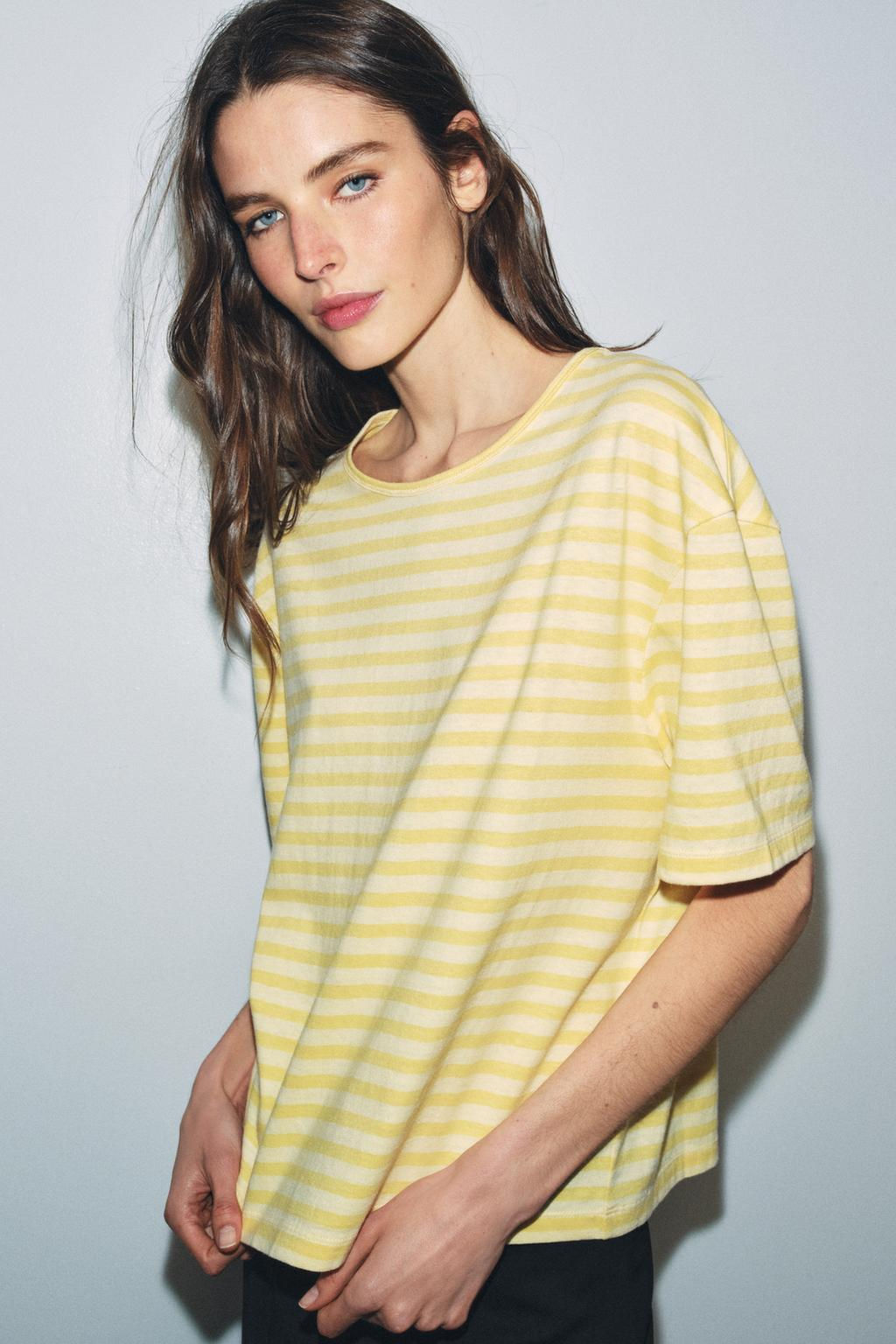 CAMISETA MANGA CORTA RAYAS / Amarillo - Zara фото 9