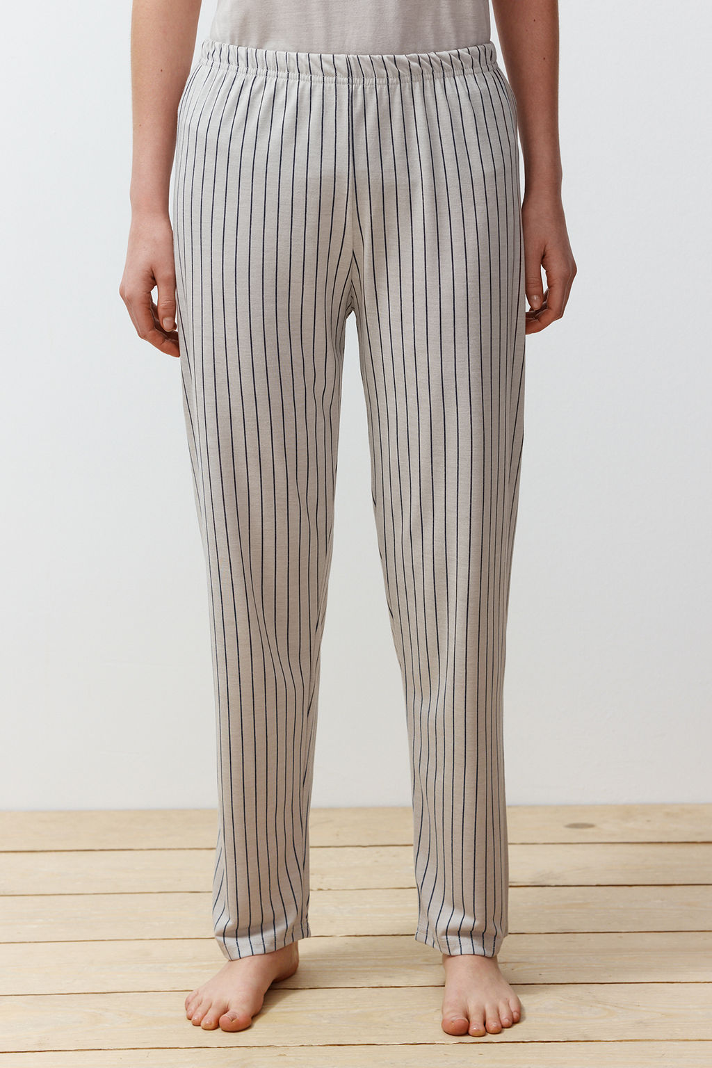 Trendyolmilla Mint Slogan Bask?l? Cizgili Orme Pijama Tak?m? THMSS24PT00251  фото 12