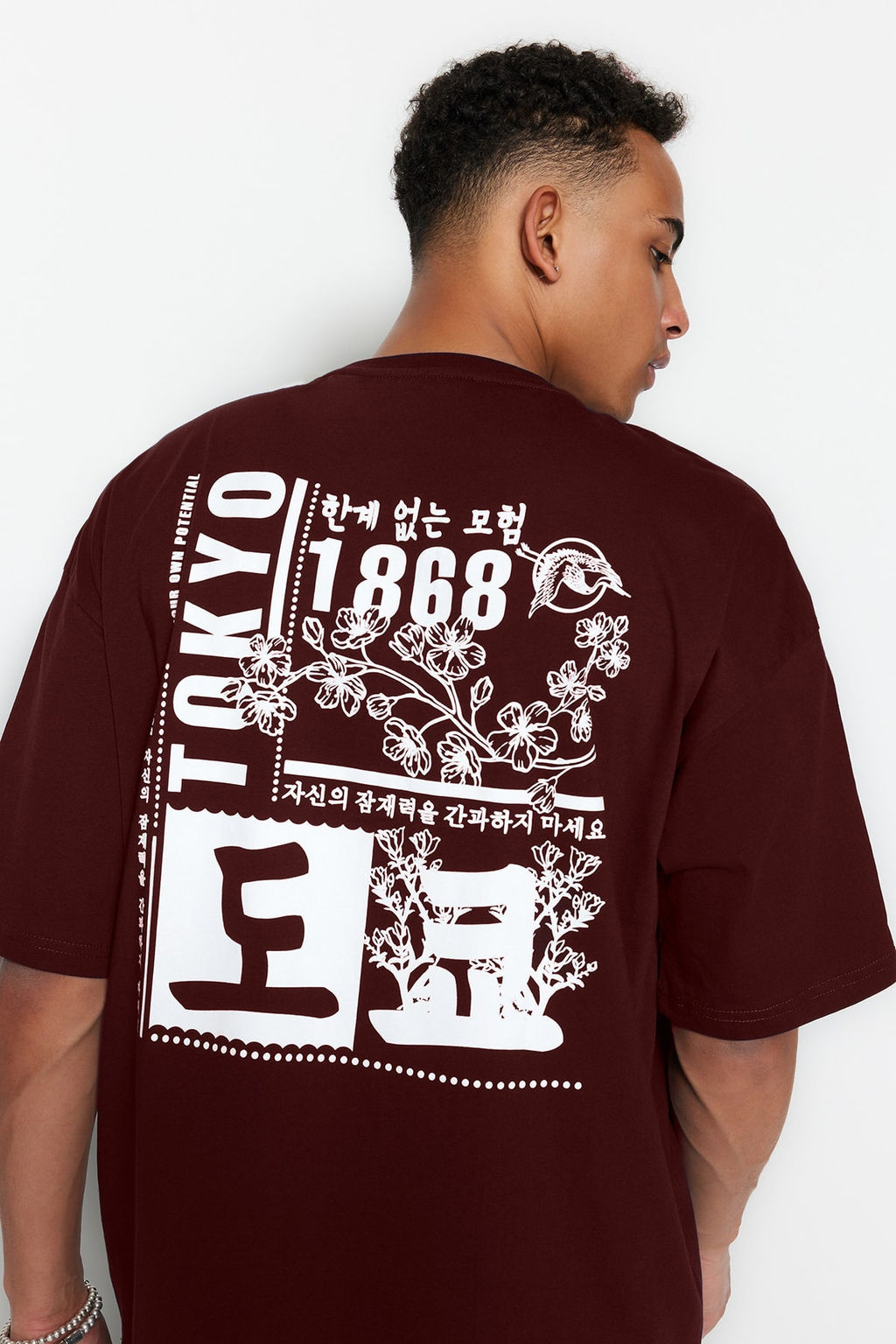 TRENDYOL MAN Lacivert Oversize/Genis Kesim Uzak Dogu Bask?l? K?sa Kol %100 Pamuklu T-Shirt TMNSS23TS00170 - Trendyolmilla фото 26