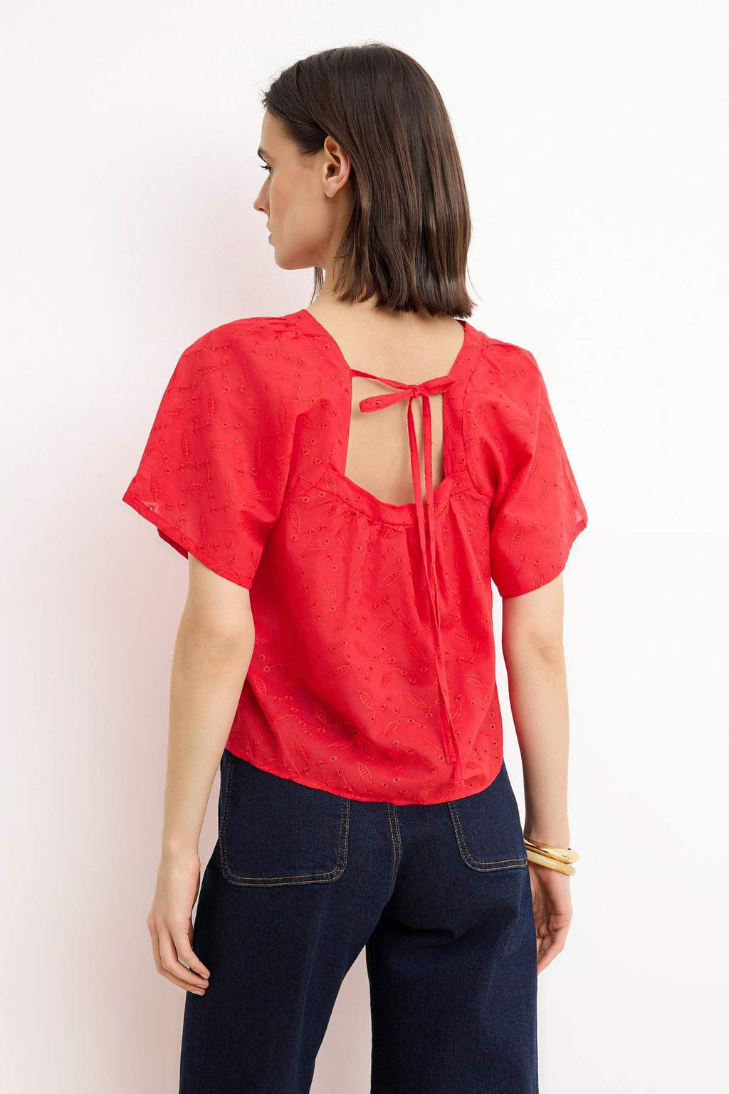 K?rm?z? Brode Kare Yaka Dokuma Bluz TWOSS26BZ00544 - Trendyolmilla фото 4