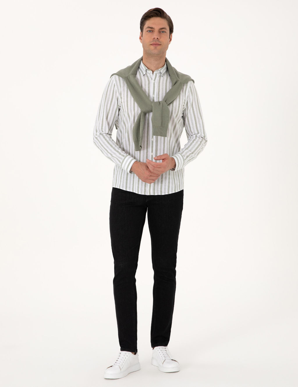 Ye_il Regular Fit _izgili Uzun Kollu G_mlek - Pierre cardin фото 4