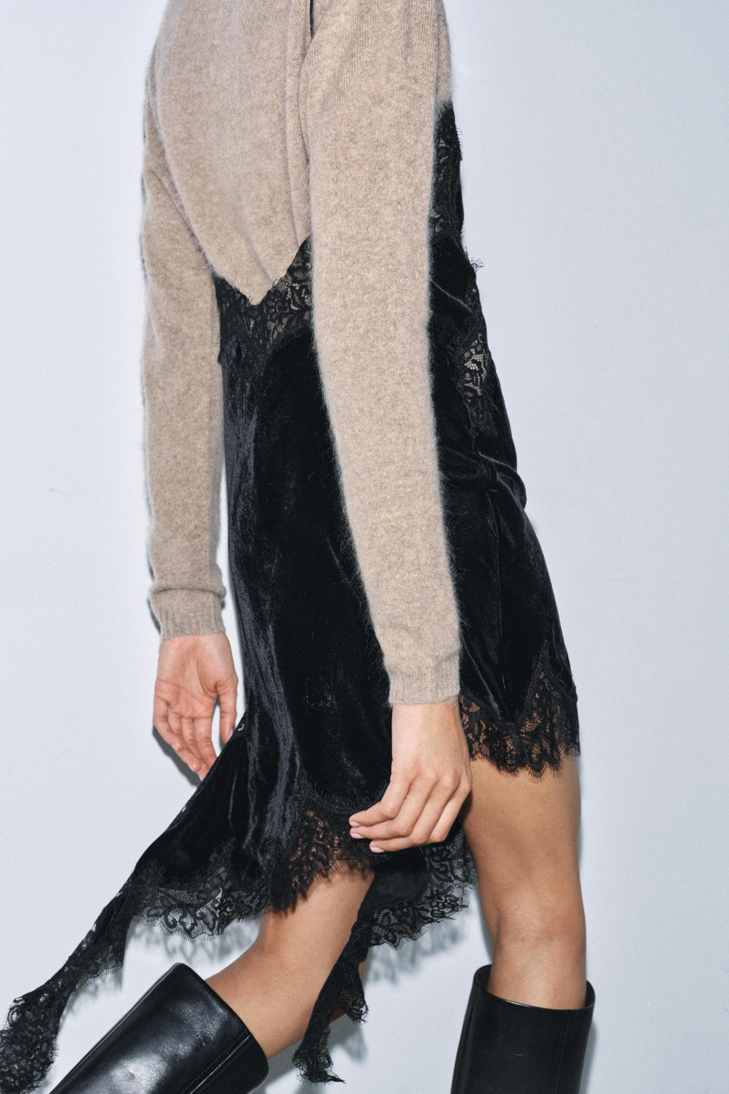 ZW COLLECTION VELVET LACE DRESS - Zara фото 3