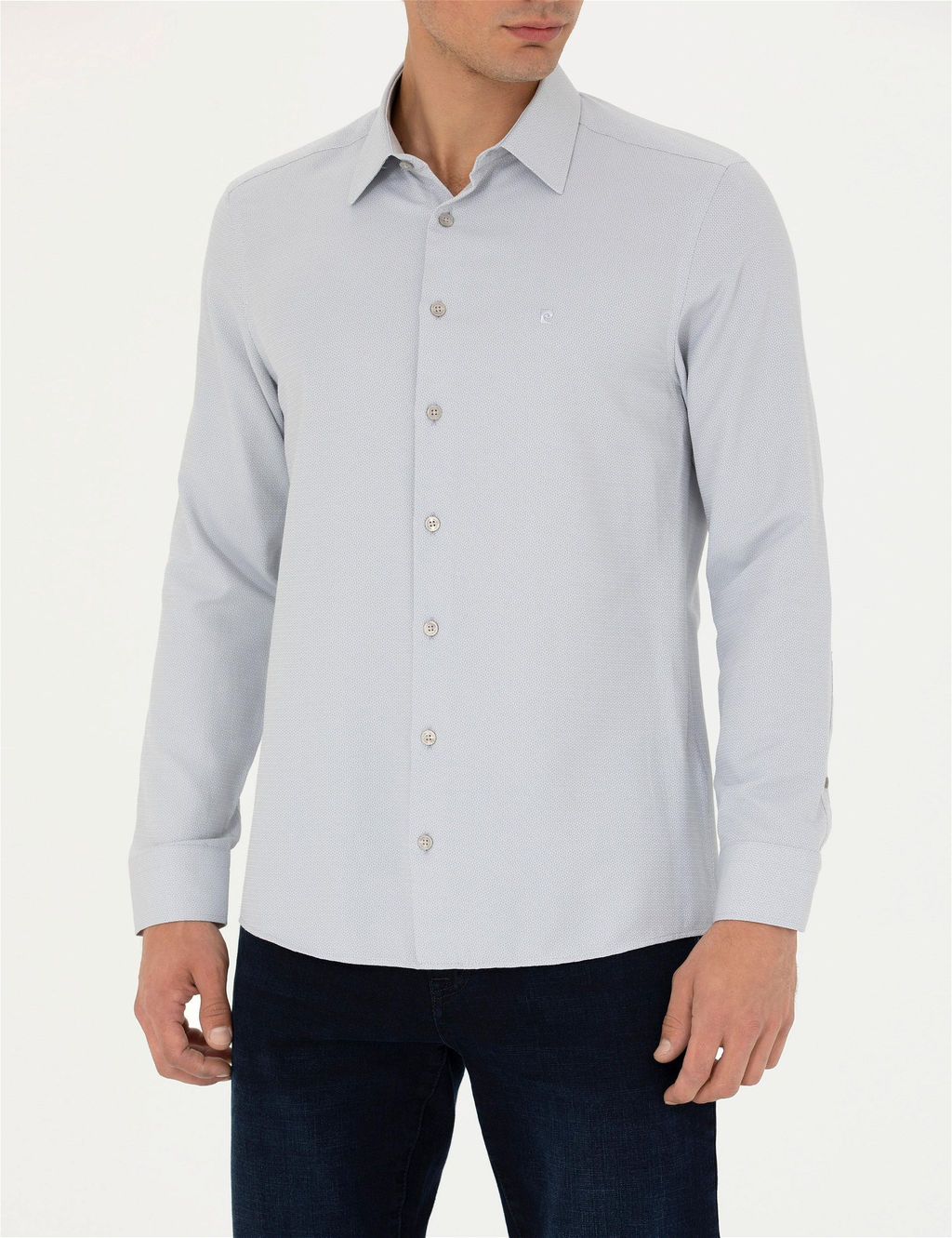 Gri Slim Fit Uzun Kollu G_mlek - Pierre cardin фото 6
