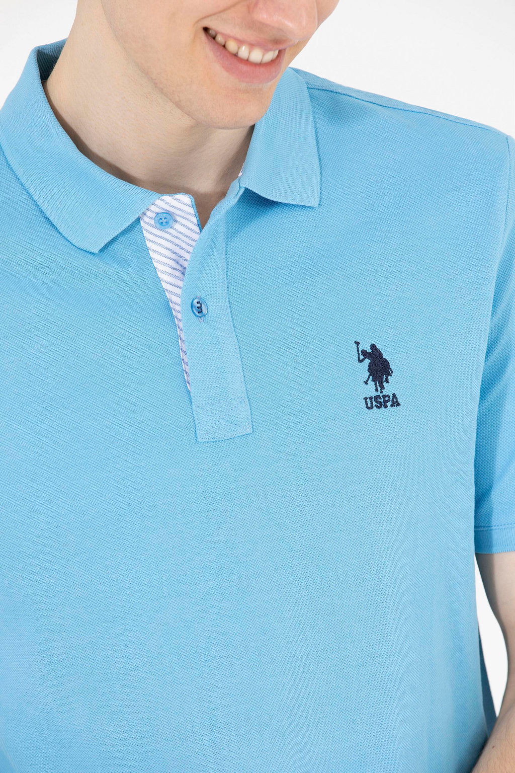 Мужская бирюзовая футболка с воротником поло Basic - U.s. polo assn фото 21