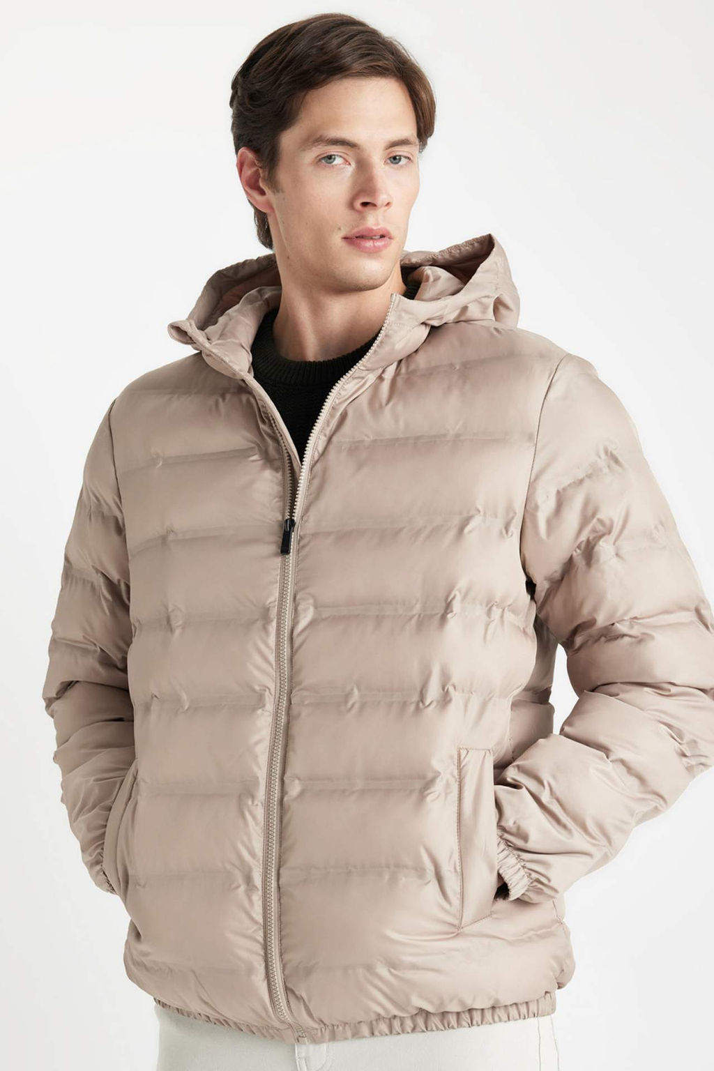 Su Itici Sisme Mont Slim Fit Dar Kesim Kapusonlu Fermuarl? Cepli - Defacto фото 4