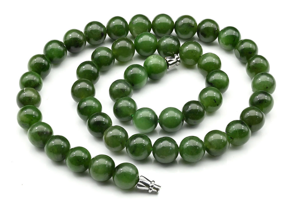 Бусы из Байкальского нефрита шарик 8мм, 43см, 40г