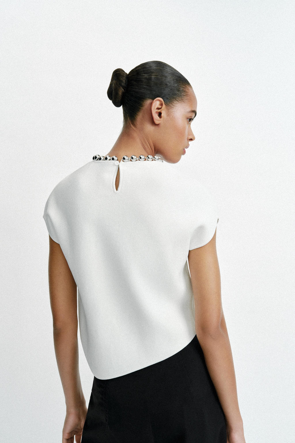 TOP PUNTO BOLAS CUELLO / Blanco - Zara фото 5