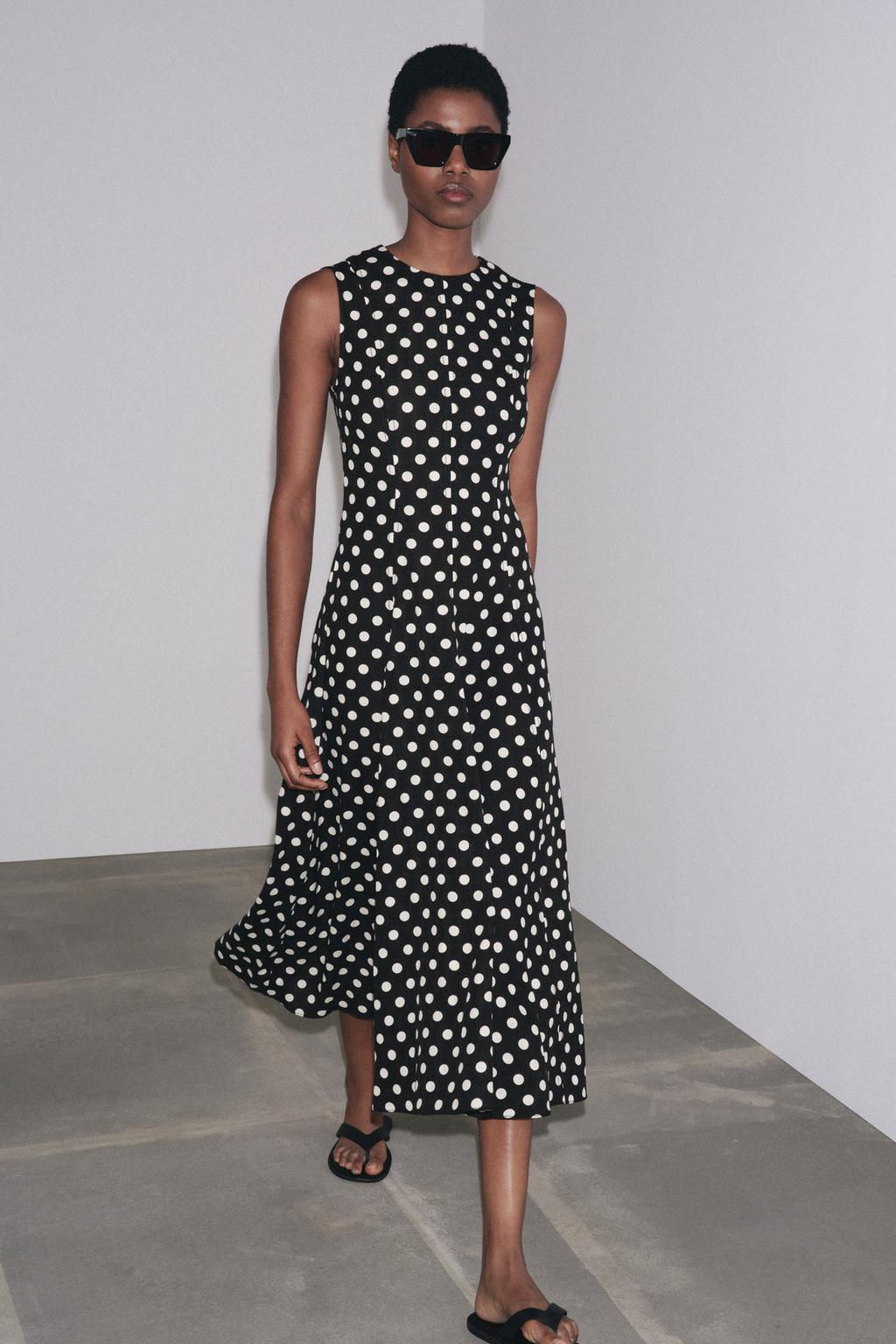 ZW COLLECTION POLKA DOT MIDI DRESS - Zara фото 14