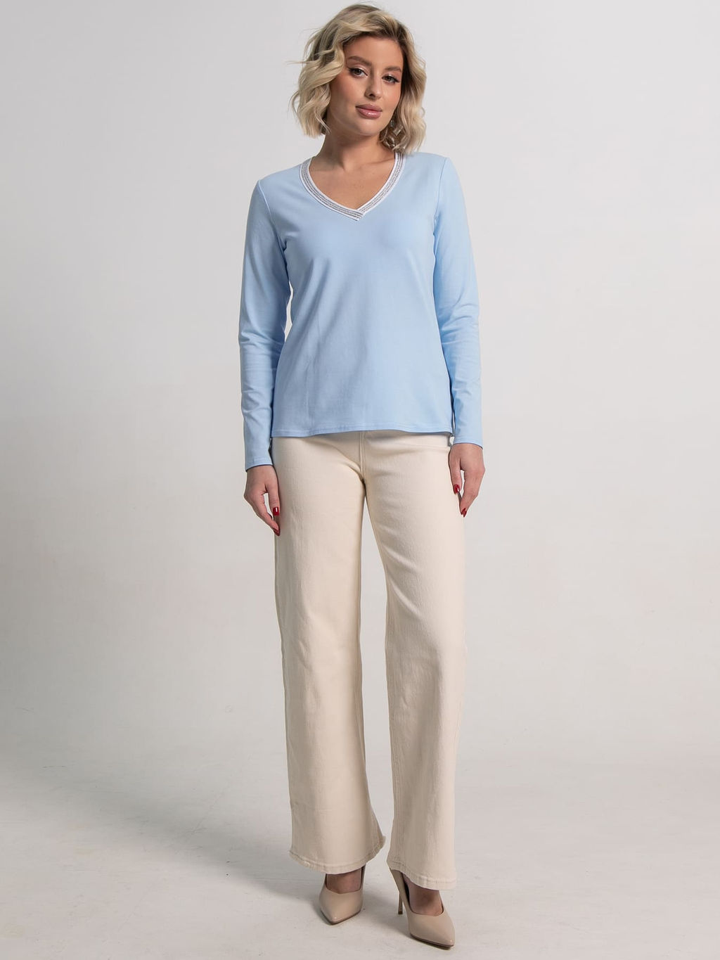 Блуза с кантом Либерти (голубая) Б15264-50М - Lt collection фото 7