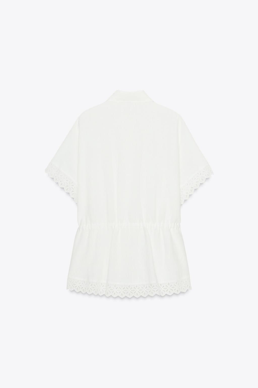 RAMIE SHIRT WITH LACE TRIM - Zara фото 4