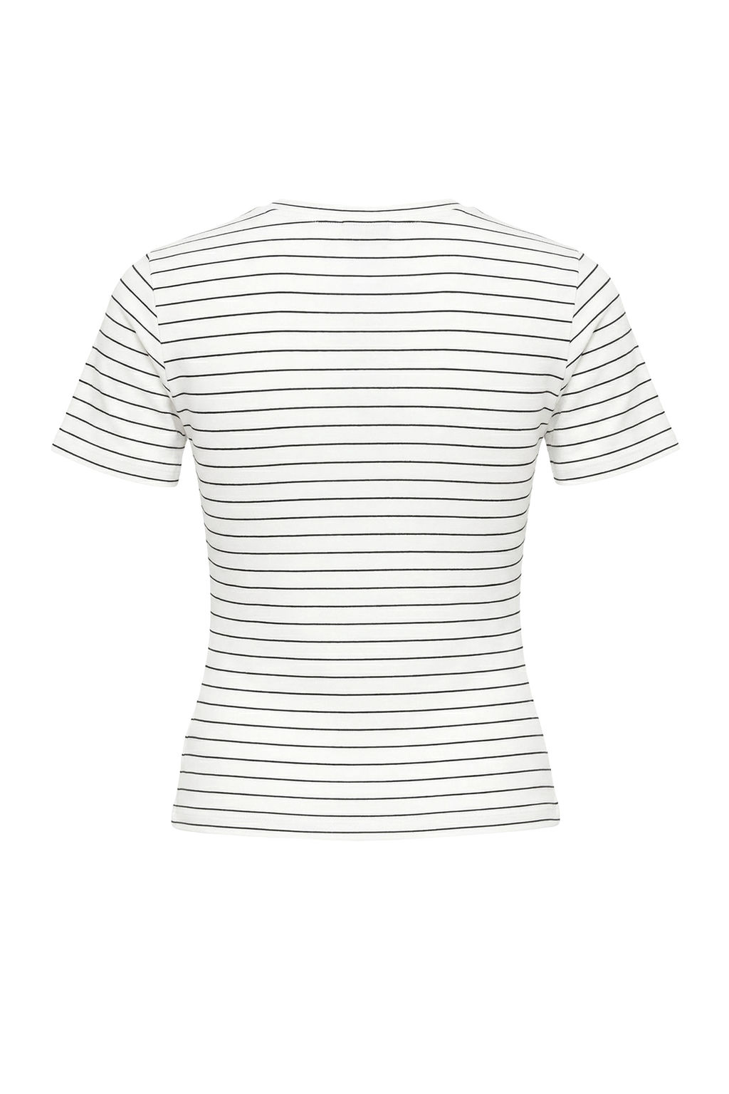 Ekru Cizgili Fitted/Vucuda Oturan K?sa Kollu Buzgulu Yumusak Orme Bluz TWOSS26BZ00109