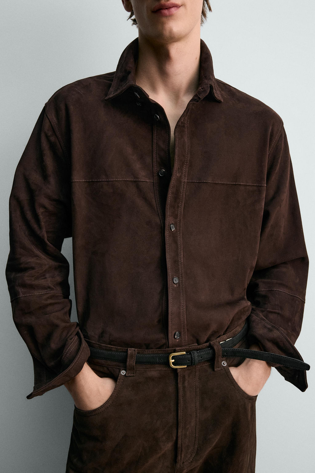 CAMISA PIEL ANTE LIMITED EDITION / Chocolate - Zara фото 6