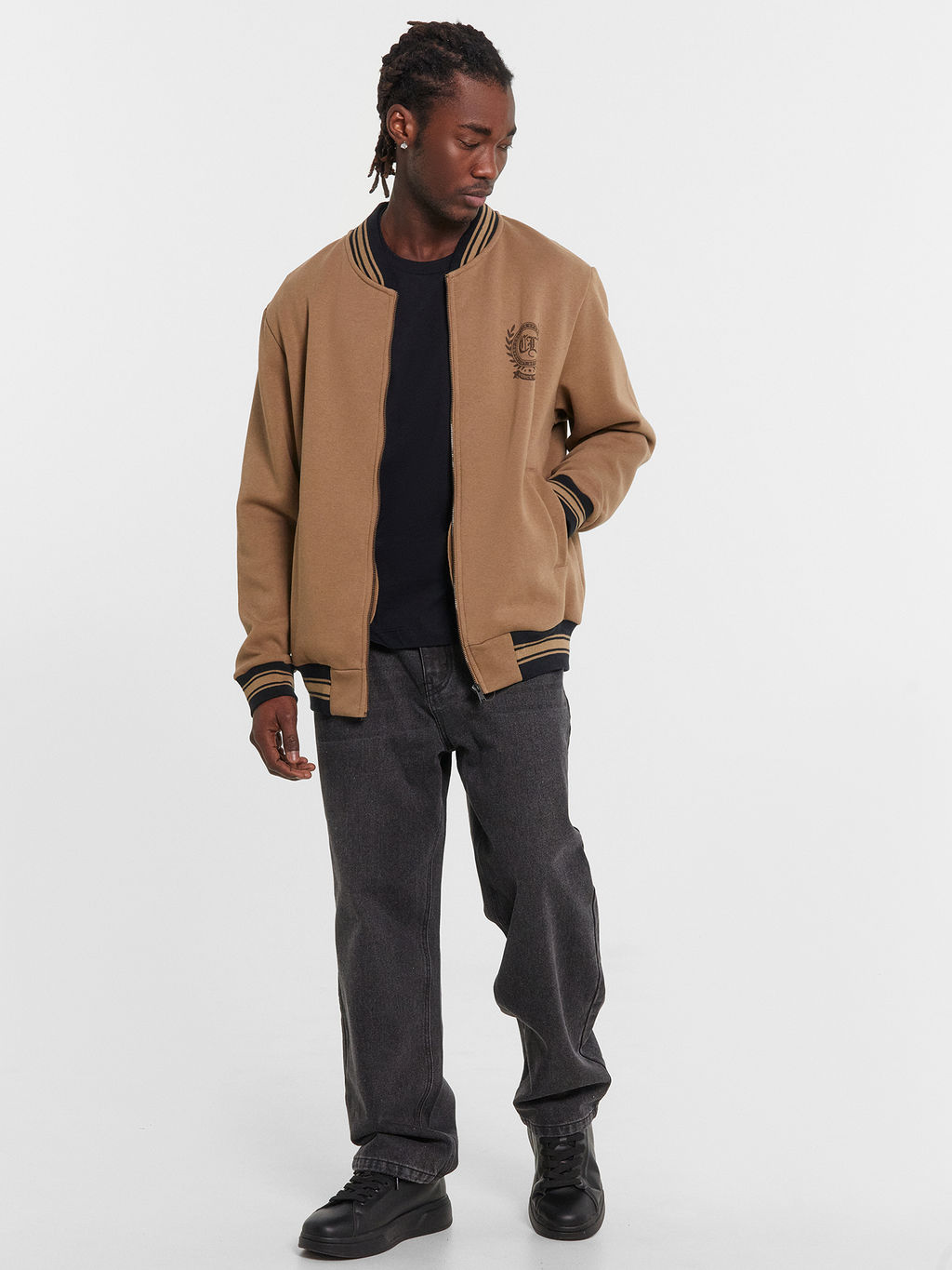 Толстовка мужска бежевая с принтом на груди сепия +печать 121187/1