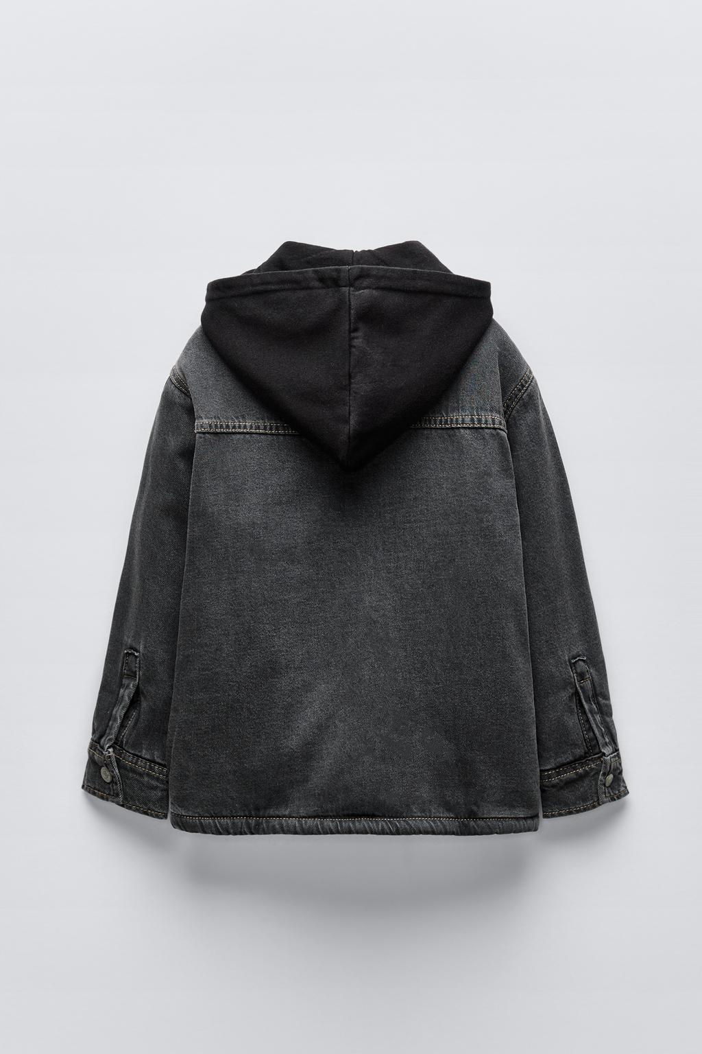 FAUX SHEARLING DENIM OVERSHIRT WITH HOOD - Zara фото 3