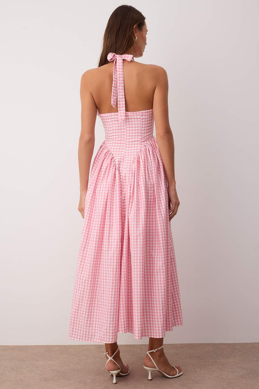 Pembe Potikare Desenli Belden Ac?lan Dokuma Maxi Elbise TWOSS25EL00874 - Trendyolmilla фото 8