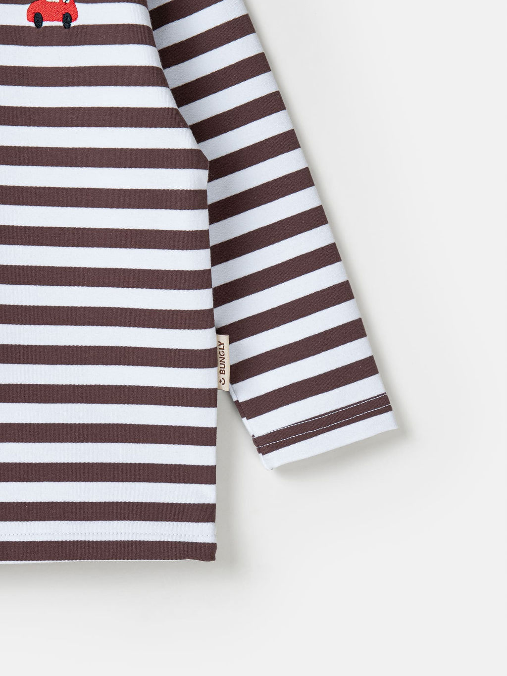 Лонгслив Полоска Шоколад с вышивкой - Bungly фото 5