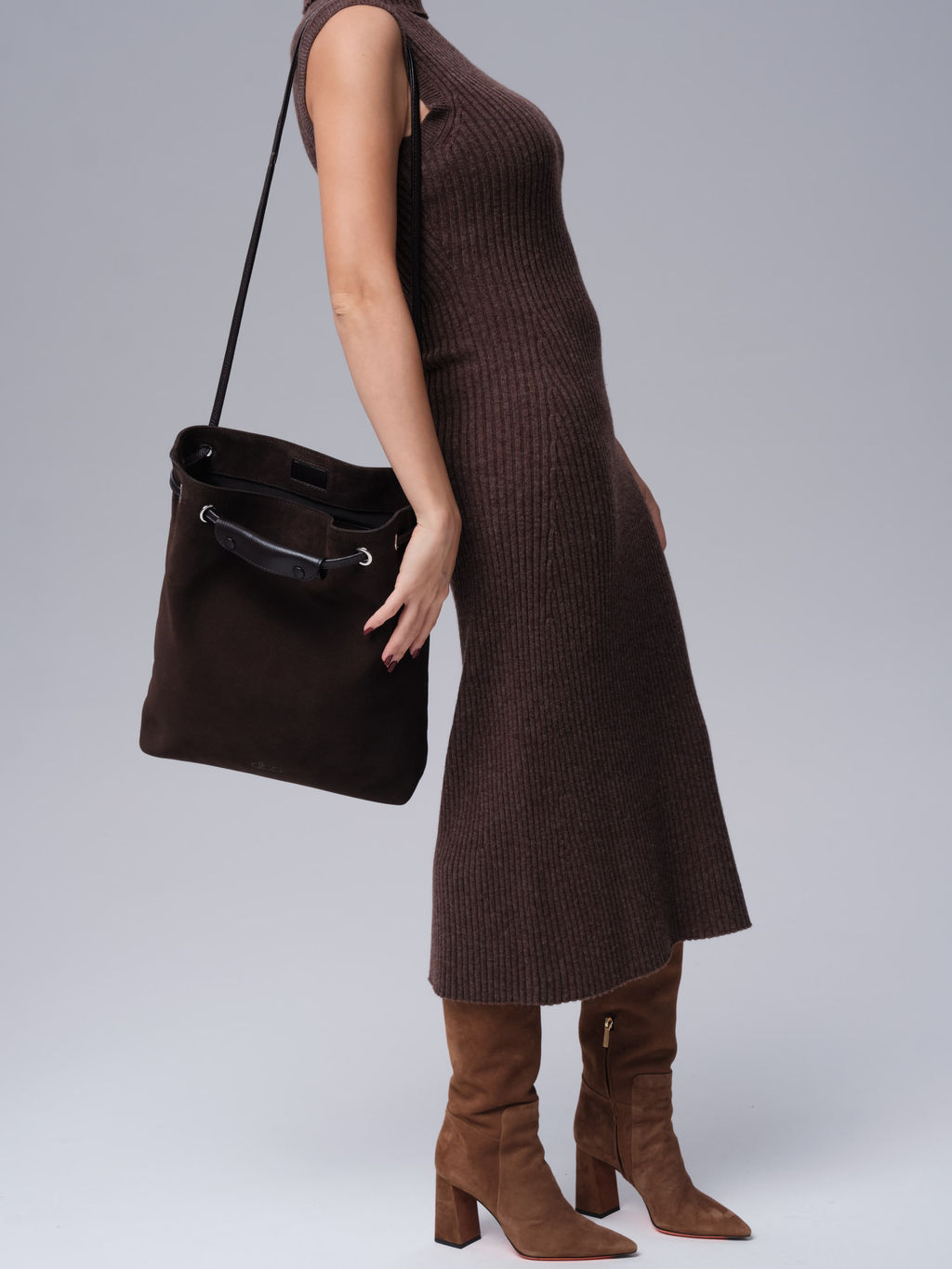 Замшевая сумка Ann DBR 31228 черный каштан  фото 8