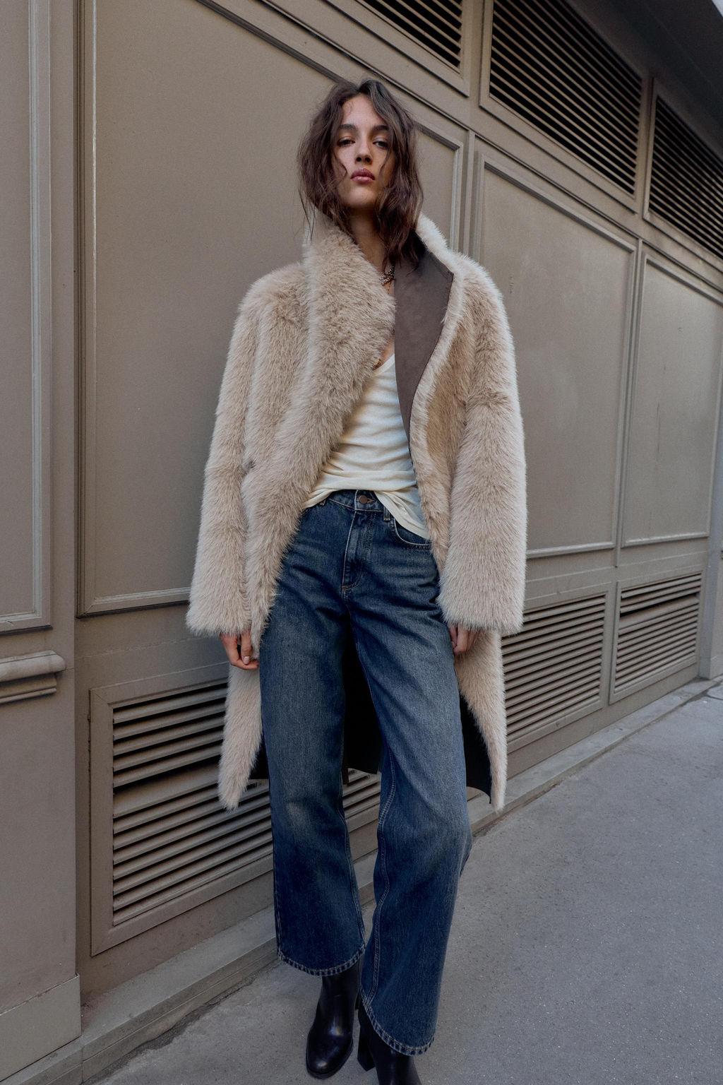 REVERSIBLE DOUBLE-FACED FAUX FUR COAT