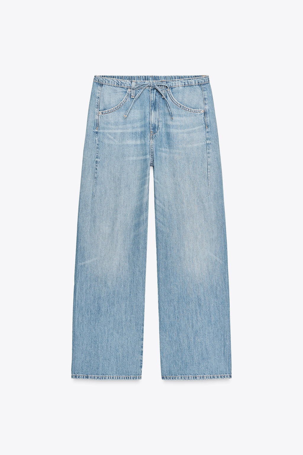 DRAWSTRING FLOWING TRF DENIM TROUSERS - Zara фото 3