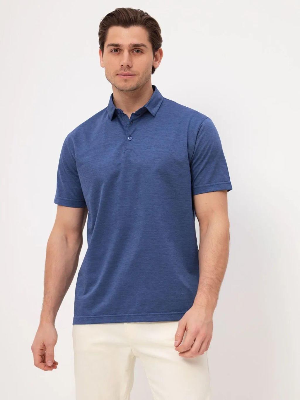Джемпер мужской с воротником поло короткий рукав GREG G144-PM124T-LT1631 (синий)