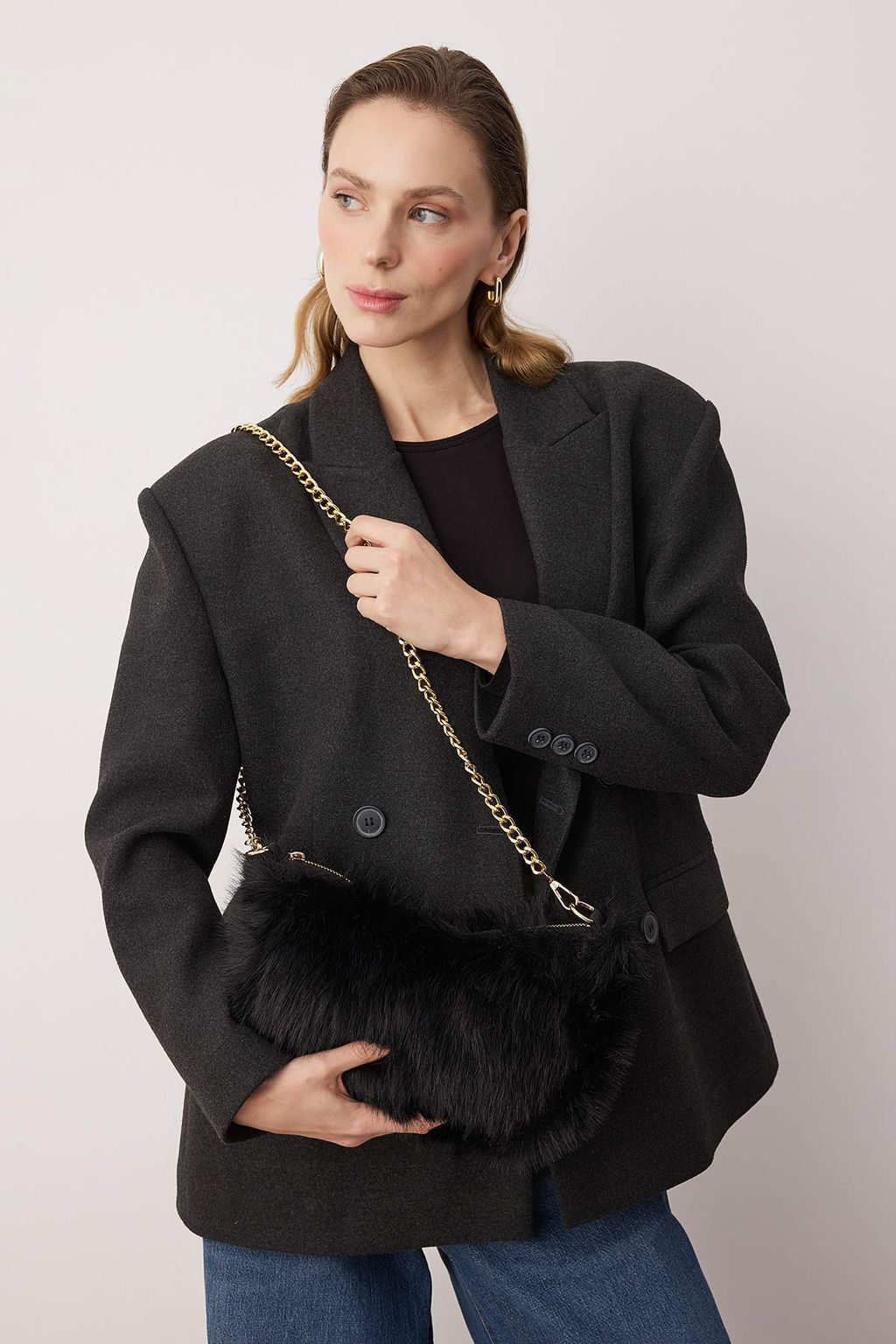 Siyah Zincir Ask?l? Suni Kurk Kad?n Omuz Canta TAKAW26OC00095 - Trendyolmilla фото 2