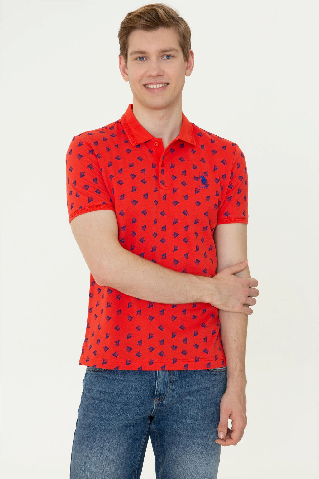 U. S. Polo Assn Мужская красная футболка с воротником-поло - U.s. polo assn фото 9