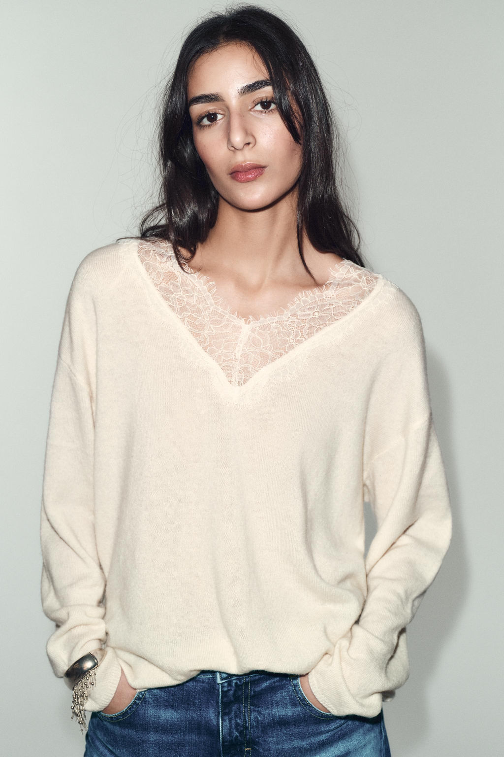 WOOL BLEND LACE KNIT SWEATER - Zara фото 10