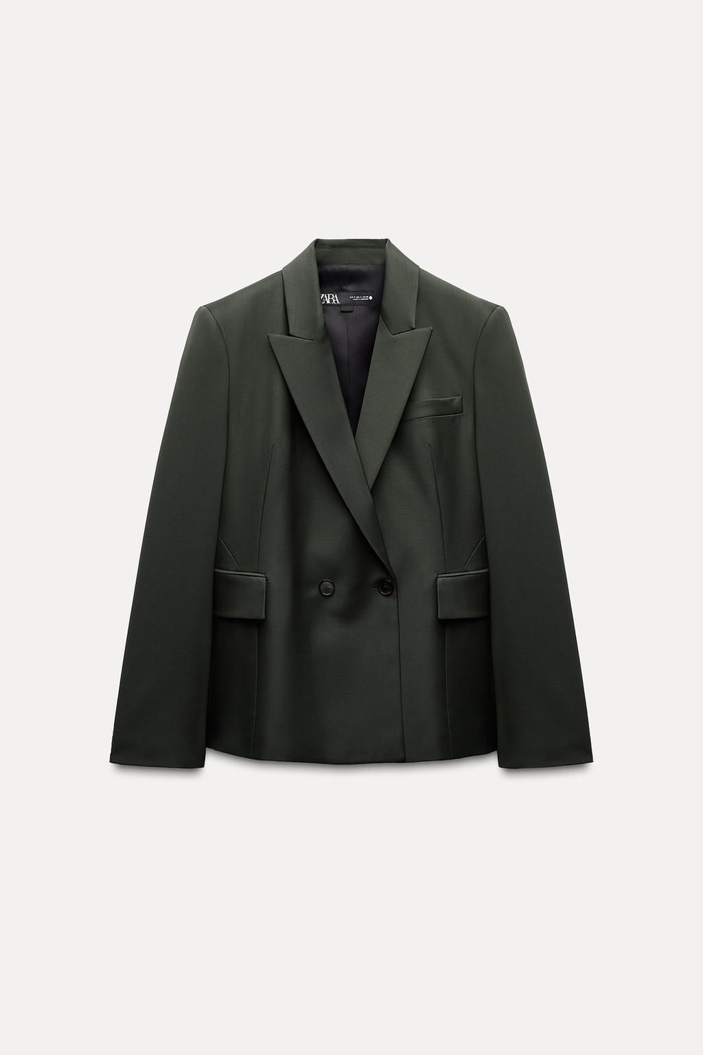 ZW COLLECTION DOUBLE-BREASTED WOOL BLEND BLAZER - Zara фото 4
