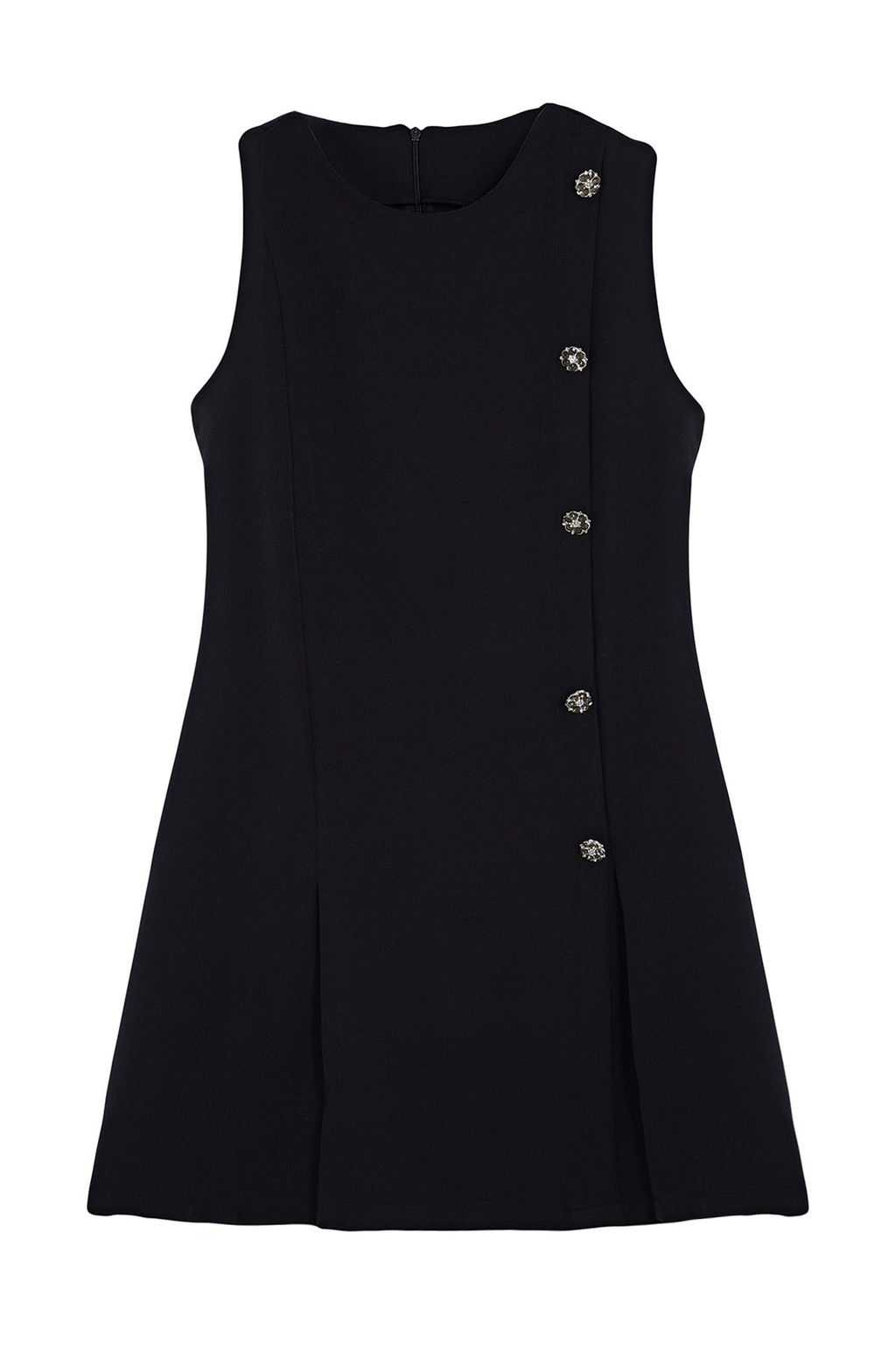 TRENDYOLMILLA Siyah Duz Kesim Dugme Detayl? Mini Dokuma Elbise TWOSS24EL00704  фото 14