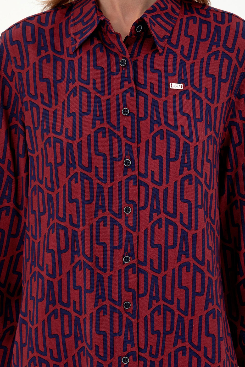 Женская бордовая рубашка с длинным рукавом - U.s. polo assn фото 6