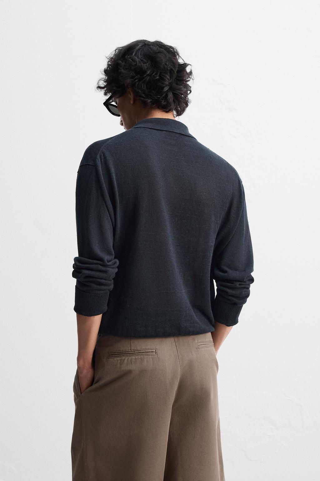 100% LINEN KNIT POLO SHIRT - Zara фото 3