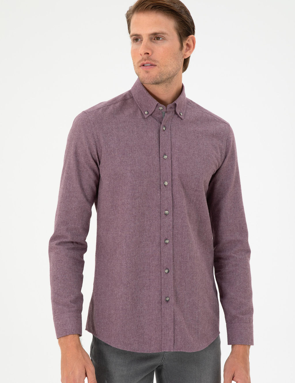 Mor Slim Fit Uzun Kollu G_mlek - Pierre cardin фото 3
